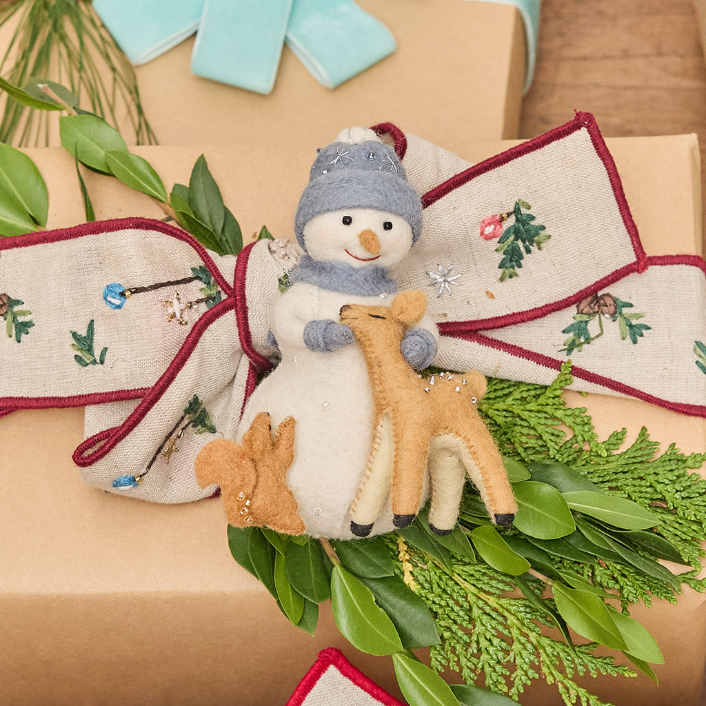 Bonhomme de neige avec ses amis (décoration)