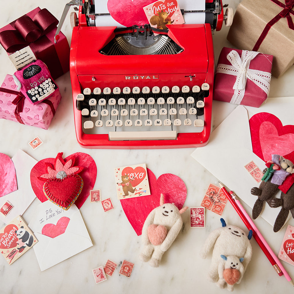 Ornement machine à écrire rose amour secret