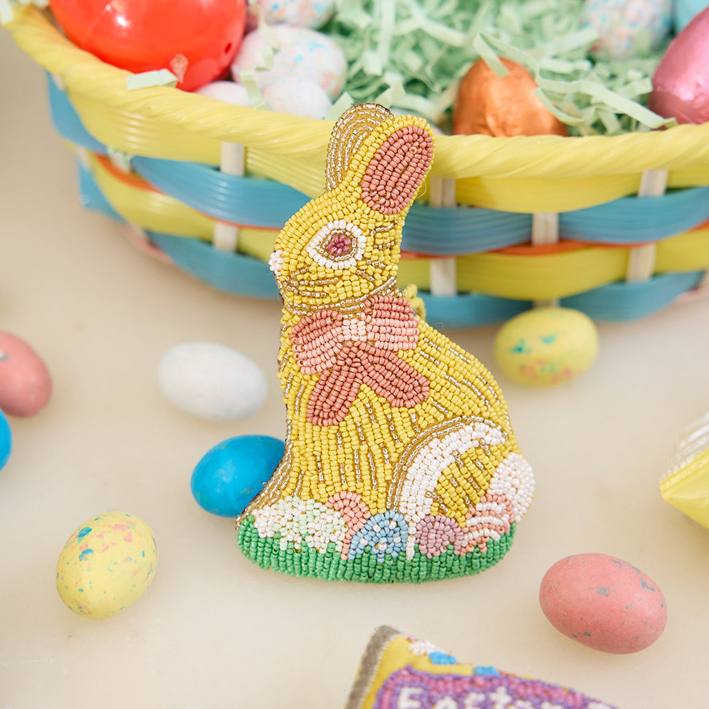 Ornement perlé lapin de Pâques en chocolat