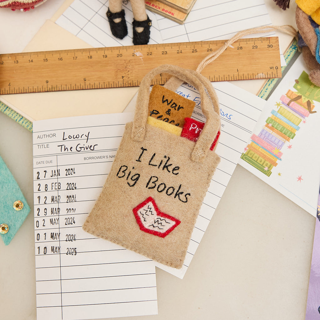 J'aime les gros livres : ornement de sac fourre-tout