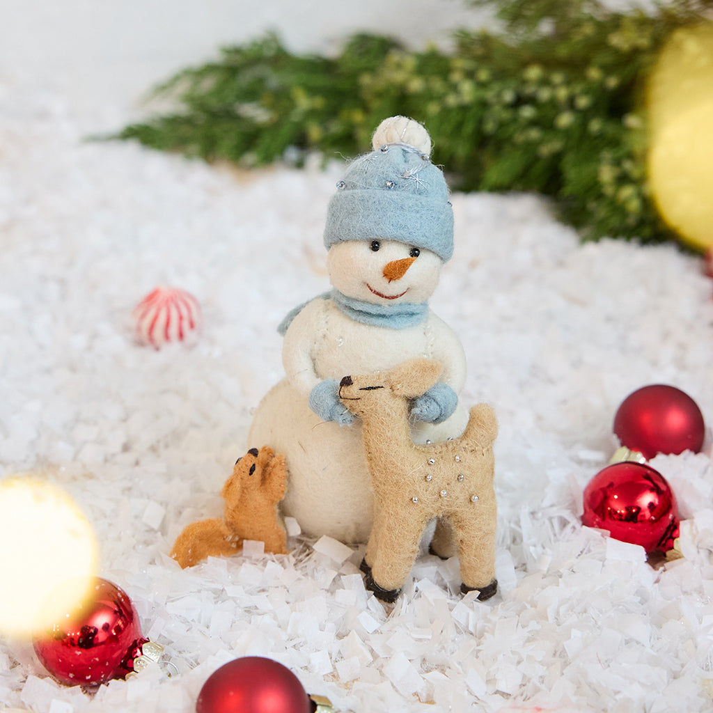 Bonhomme de neige avec ses amis (décoration)