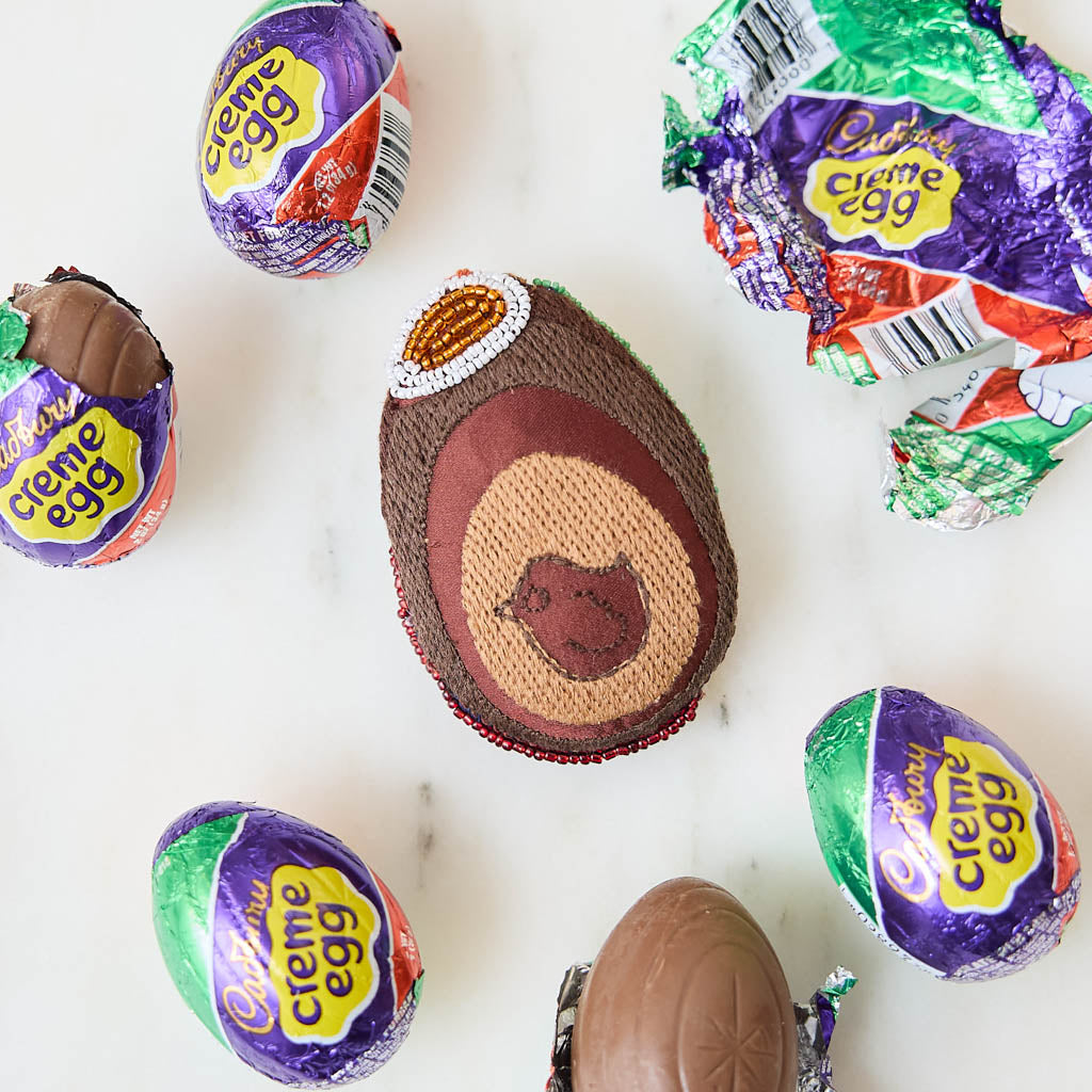 Ornement Perlé Œuf Crème au Chocolat