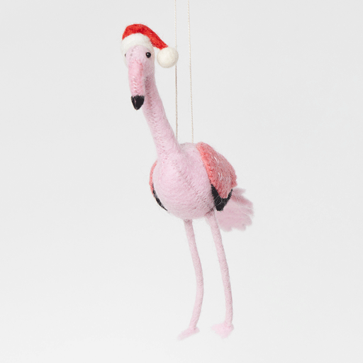 Ornement Flamant rose Père Noël