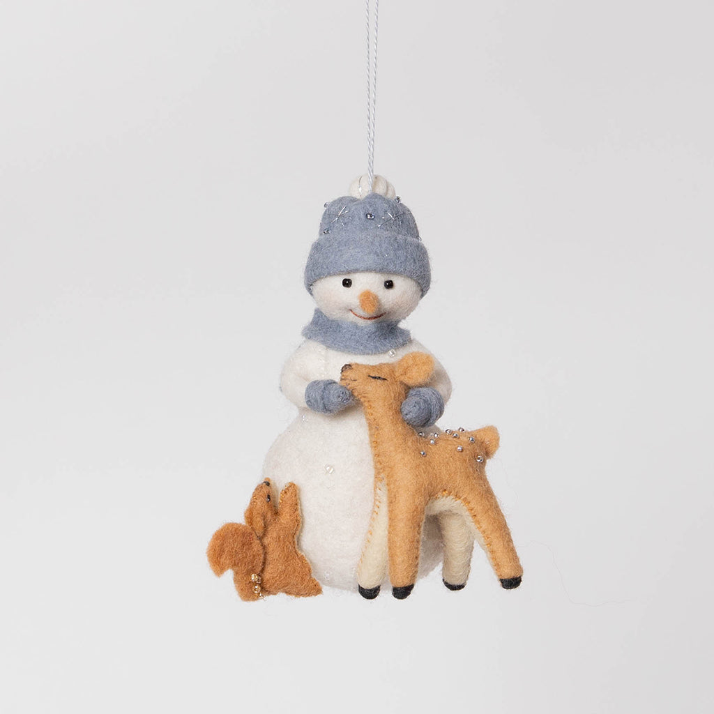Bonhomme de neige avec ses amis (décoration)