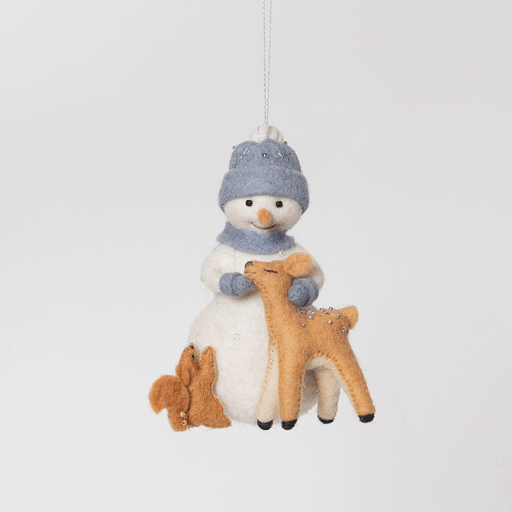 Bonhomme de neige avec ses amis (décoration)