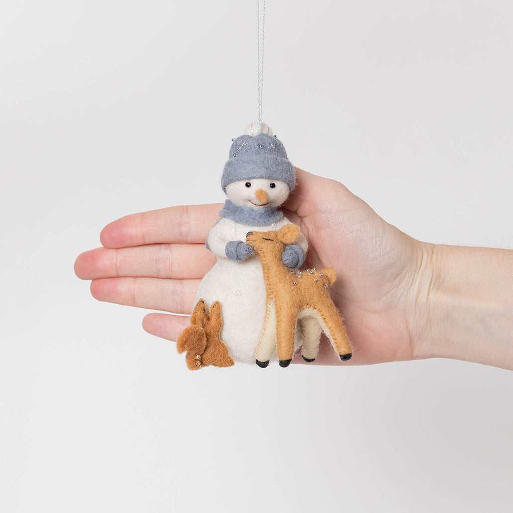 Bonhomme de neige avec ses amis (décoration)